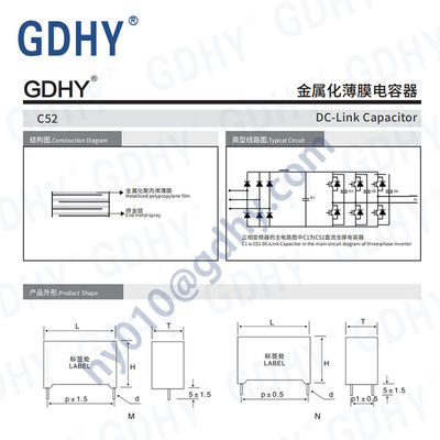 DC Circuit Photovoltaic Systems C52 1.0uf 400V TDK DC Link Capacitors MKP